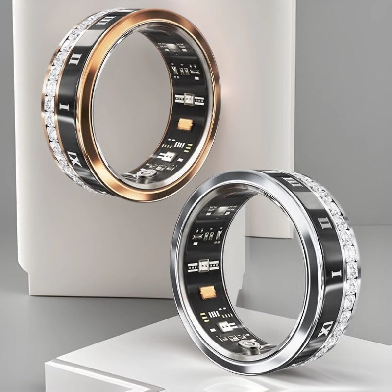 Titanium Steel Smart Ring, Heart Rate & Blood Oxygen Tracking
