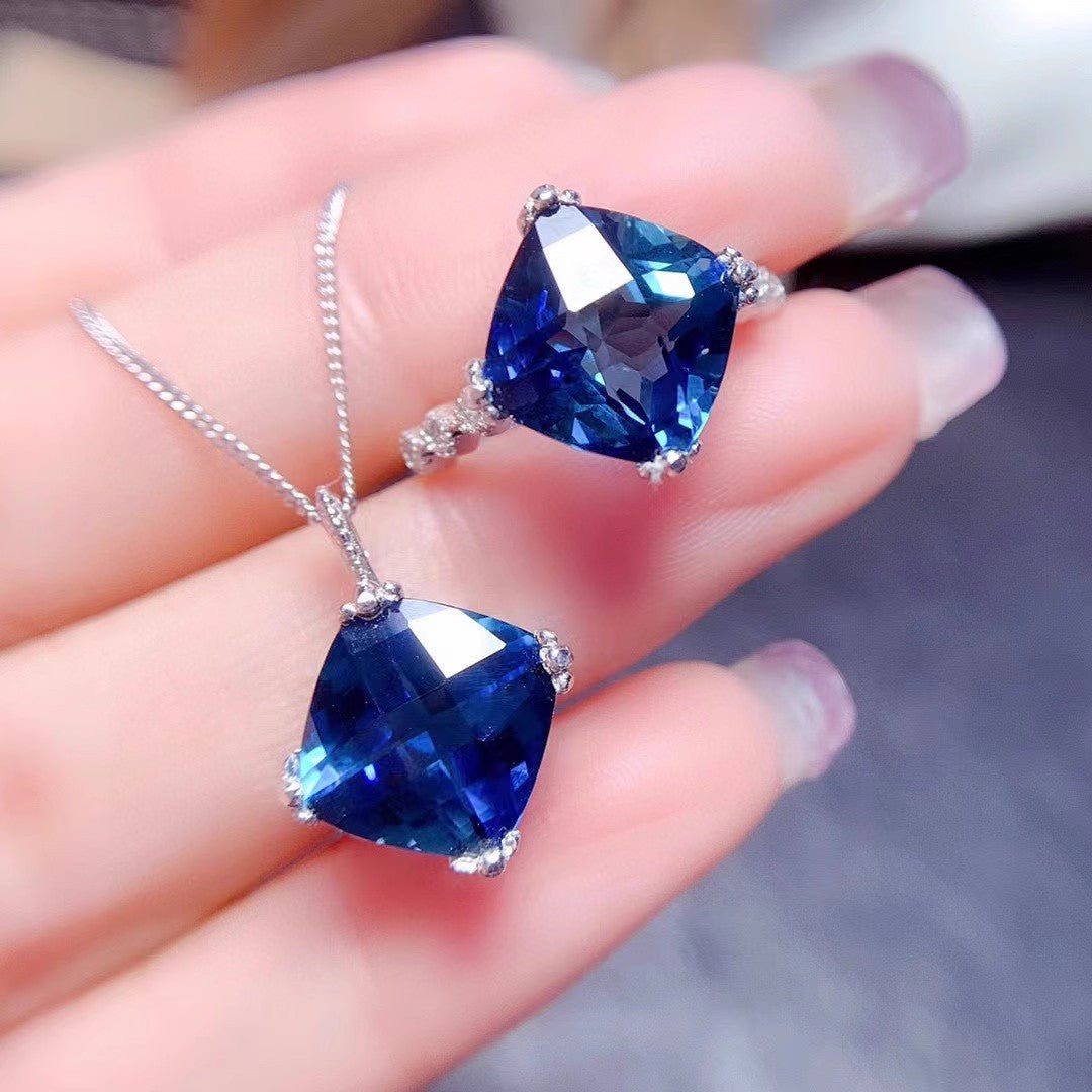 Blue Crystal Adjustable Ring or Pendant for Women