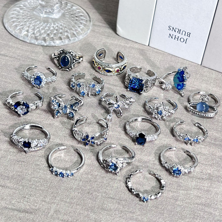 Blue Zircon Adjustable Open Ring for Women – detail view 2
