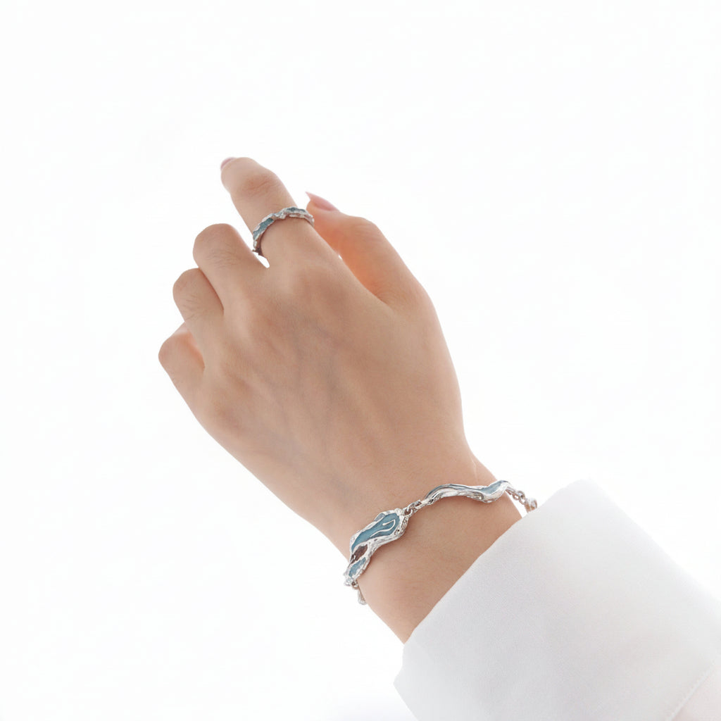 Asymmetrical Resin Bracelet, Light Blue