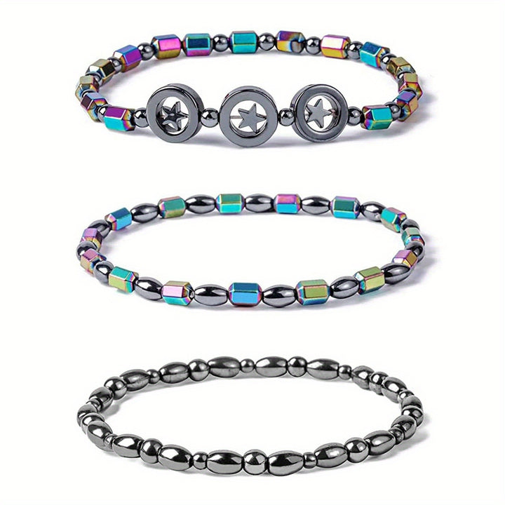 Natural black gallstone magnetic anklet