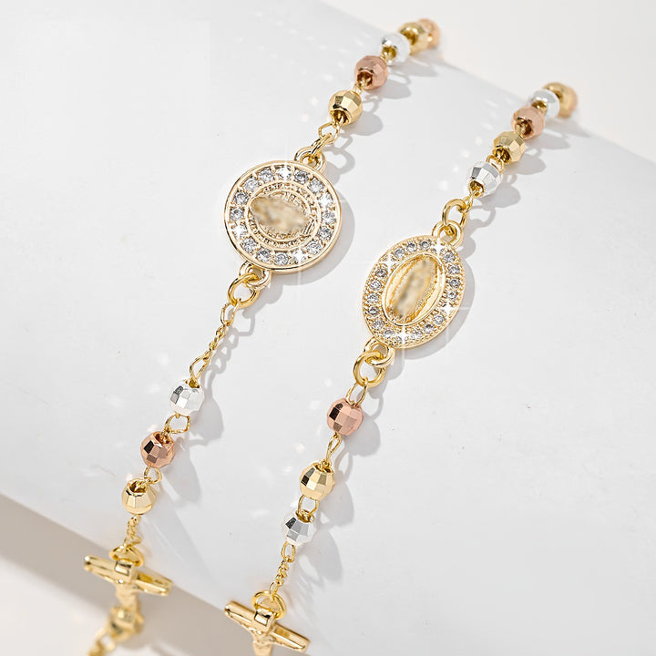 Colorful micro-pave cross bracelet