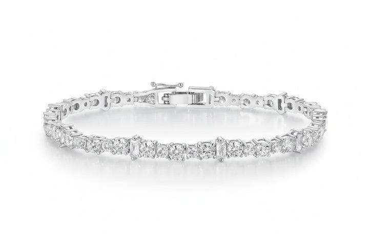 Copper zircon tennis bracelet with buckle clasp
