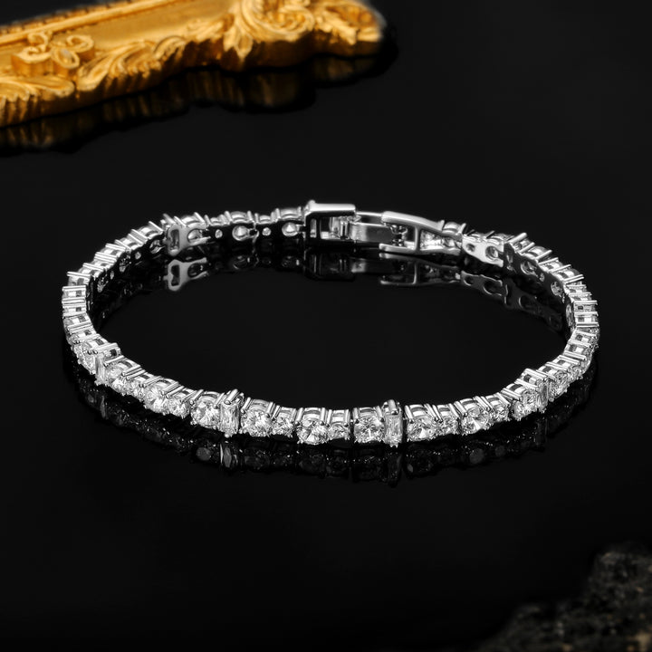 Copper zircon tennis bracelet with buckle clasp