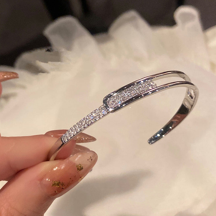 Crystal Pavé Open Bracelet, Geometric Niche Design