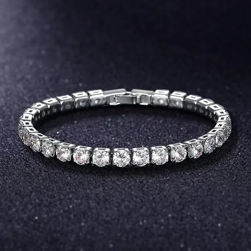 Cubic Zirconia Tennis Bracelet, 4mm Round-Cut, Adjustable Length