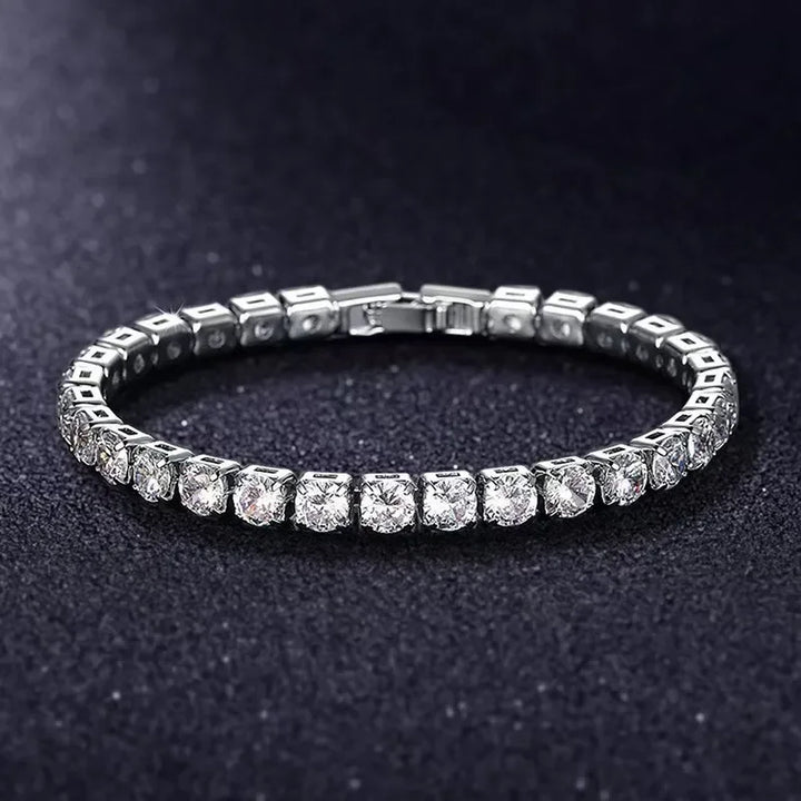 Cubic Zirconia Tennis Bracelet, 4mm Round-Cut, Adjustable Length