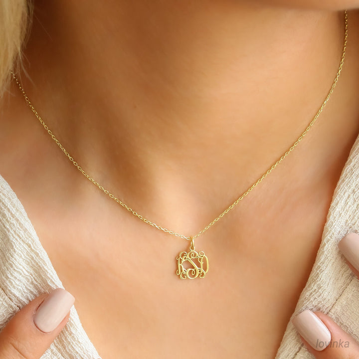 Custom Initial Necklace, Personalized Letter Pendant, Gold - view 2
