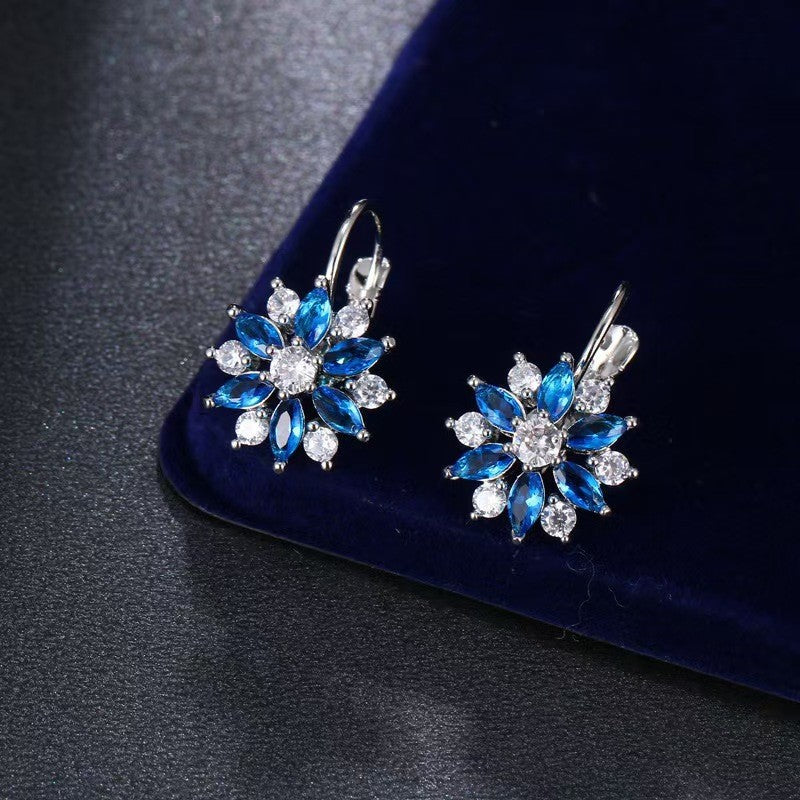 Cubic Zirconia Drop Earrings, Two-Tone Stone Colors