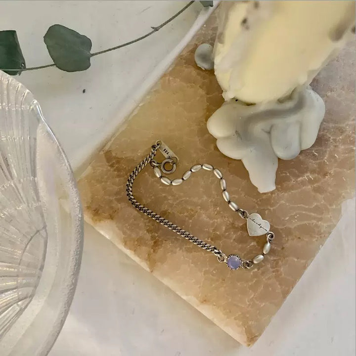 Heart Bead Chain Bracelet, Korean Style, 10 Color Options - view 2