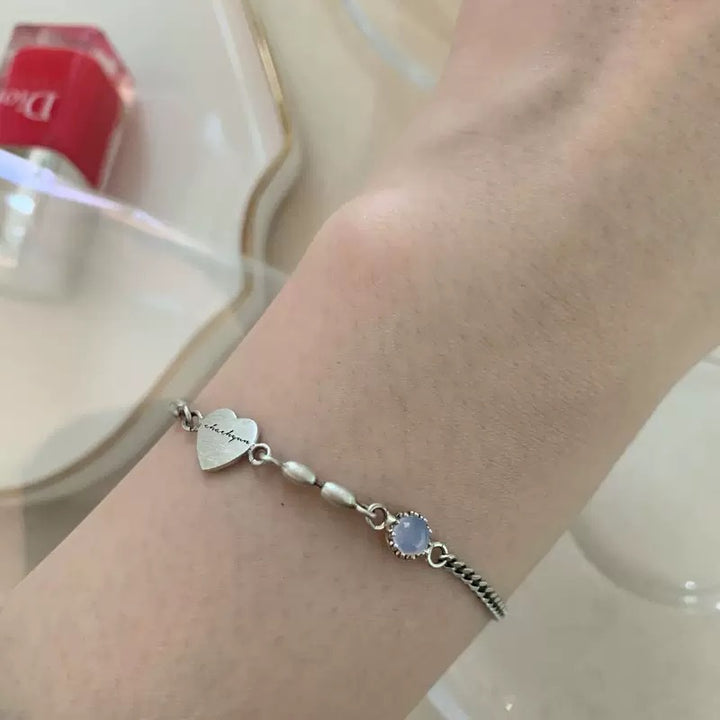 Heart Bead Chain Bracelet, Korean Style, 10 Color Options