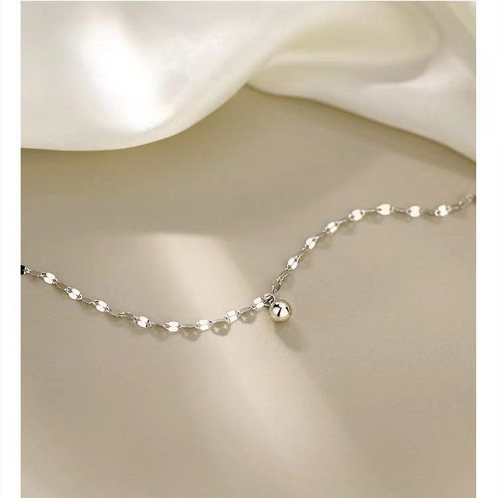 Sterling silver lip chain anklet full length view