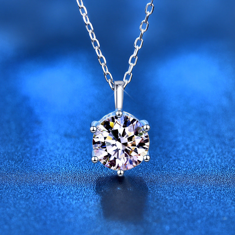 Moissanite Pendant Necklace, S925 Sterling Silver, GRA Certified