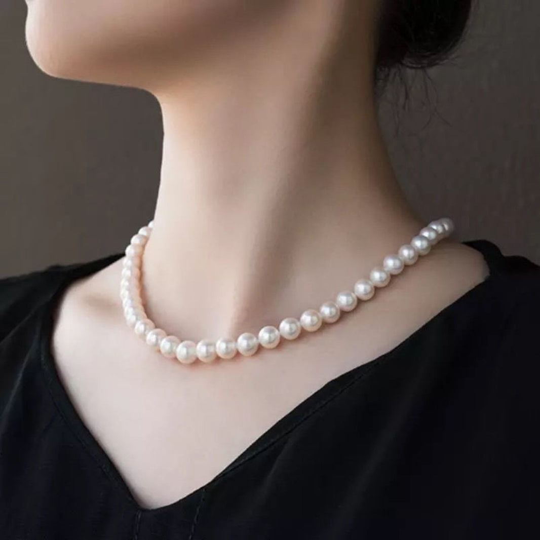 Natural Freshwater Pearl Necklace, Titanium Steel Buckle, Mother's Gift - view 2