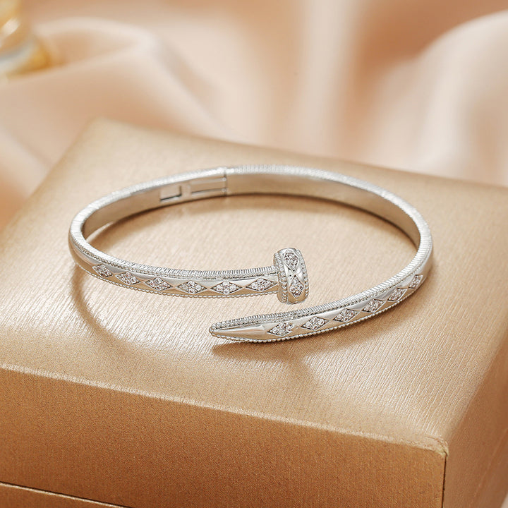 Rhinestone-Studded Open Bracelet, Light Luxury Cuff - view 2