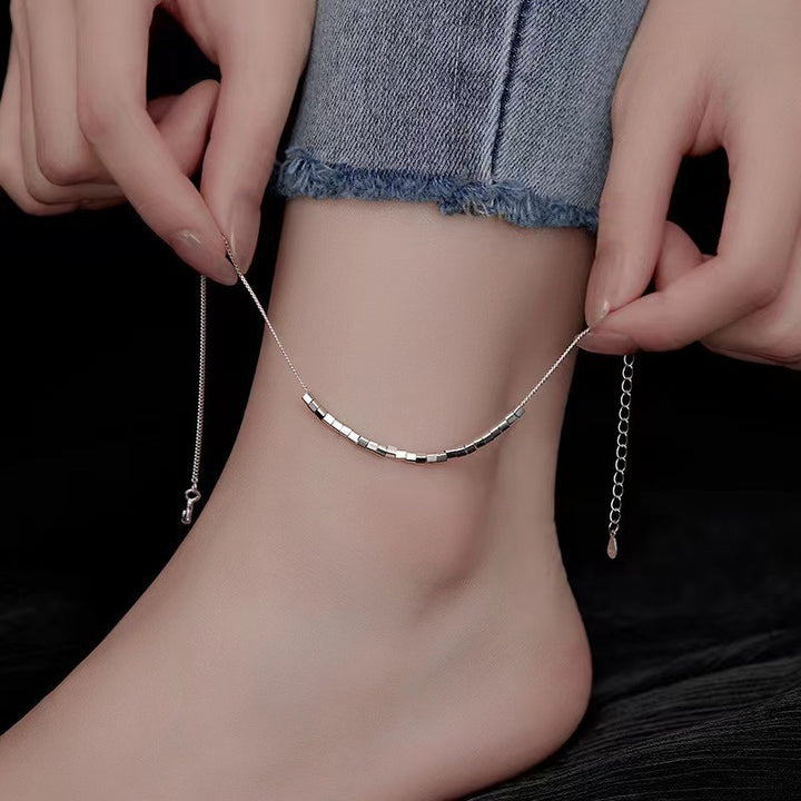 S925 sterling silver square anklet