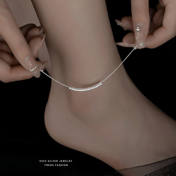 S925 sterling silver square anklet