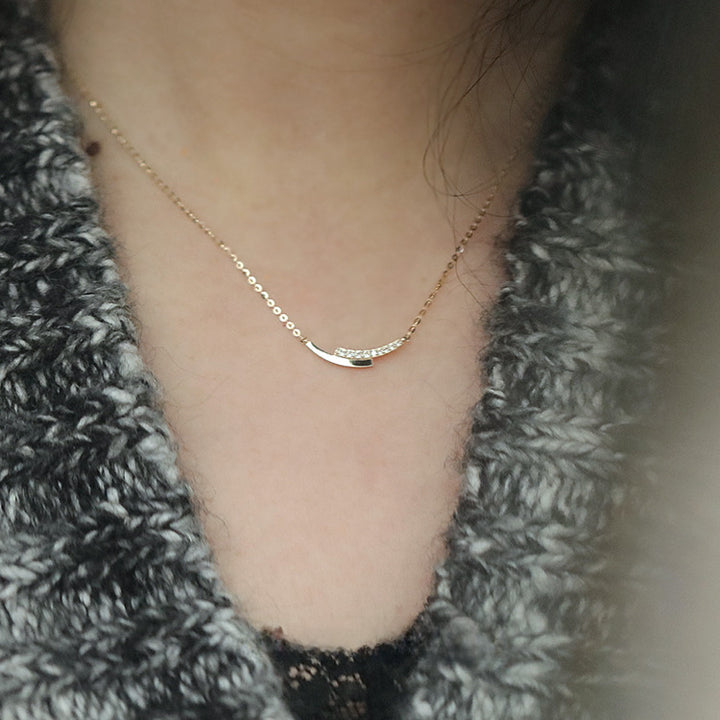 S925 Sterling Silver Collarbone Necklace, 14K Gold-Plated, 45cm - view 2
