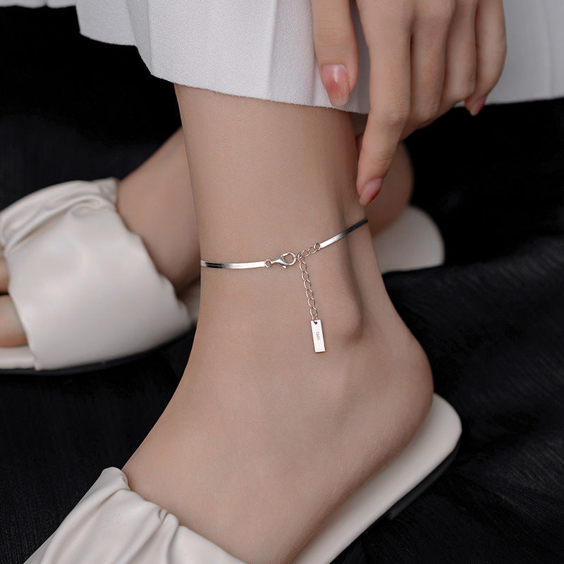 925 Silver-Plated Snake Bone Chain Anklet