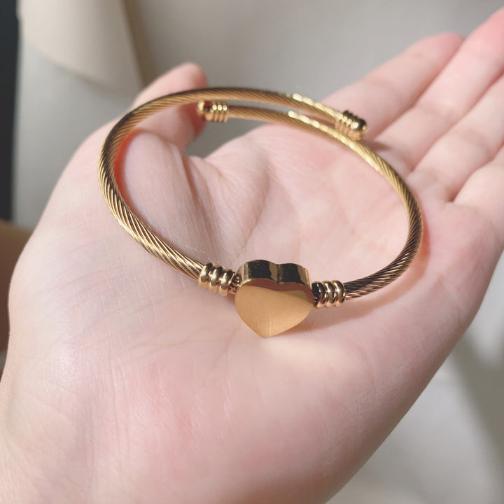 Stainless Steel Initial Cuff Bracelet, Open Adjustable - view 2