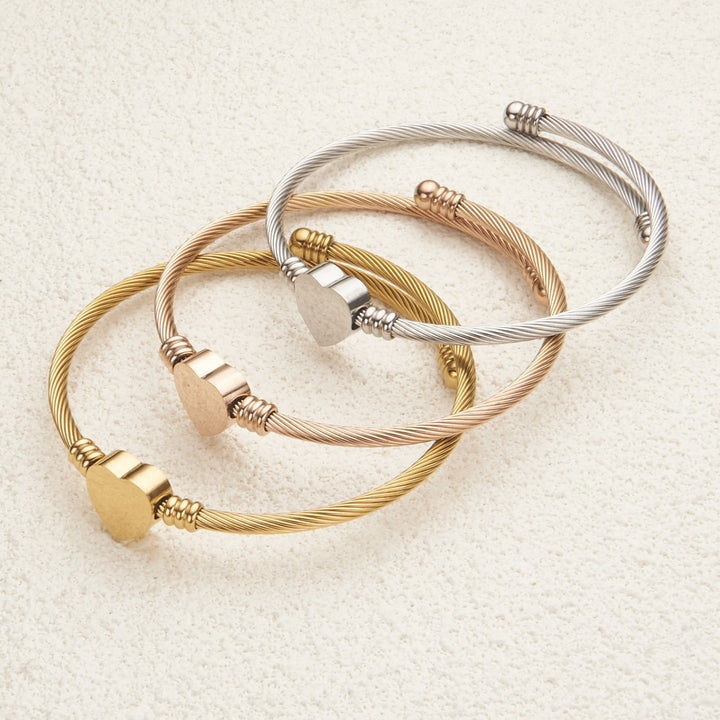 Stainless Steel Initial Cuff Bracelet, Open Adjustable