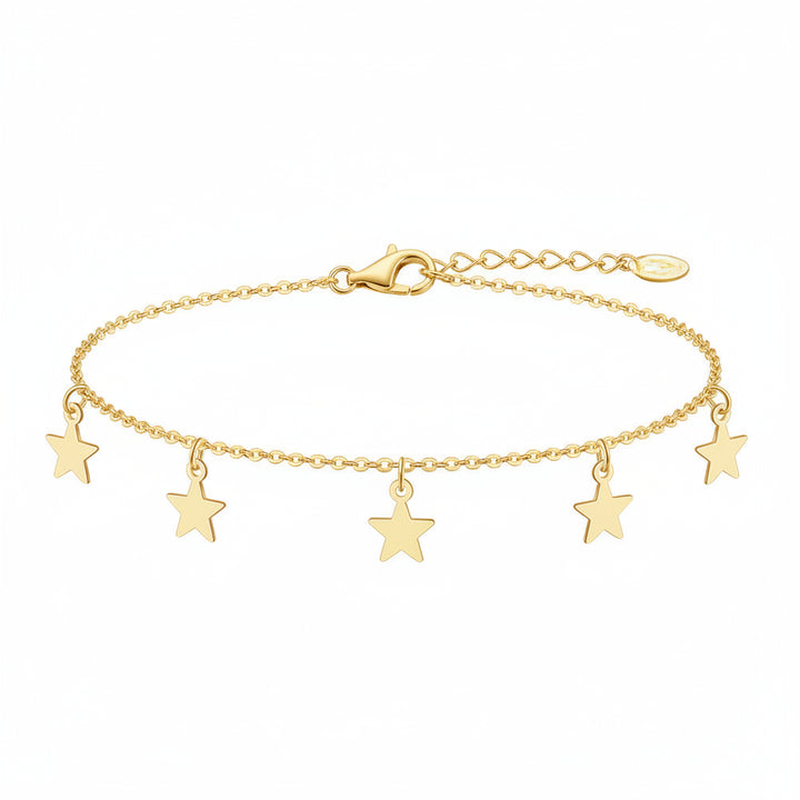 S925 sterling silver star pendant anklet