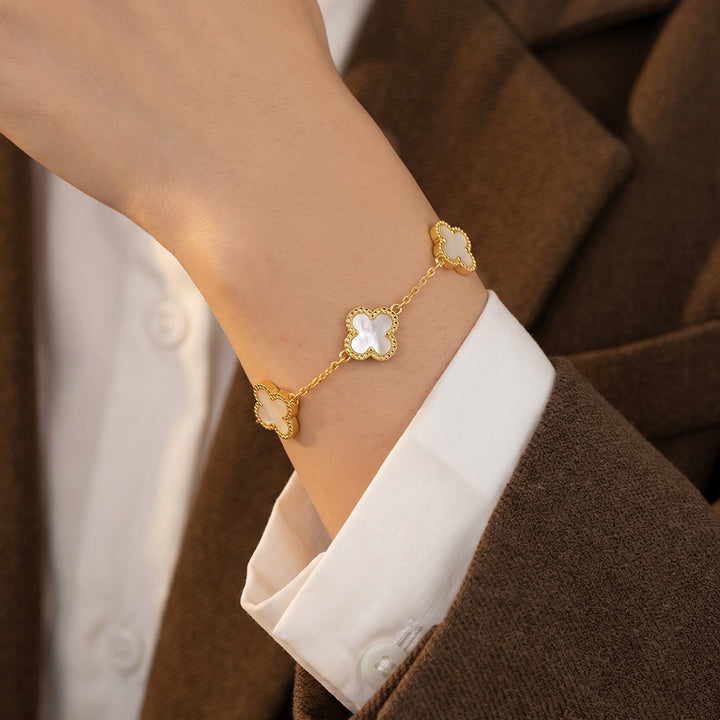 Titanium steel four-leaf clover bracelet