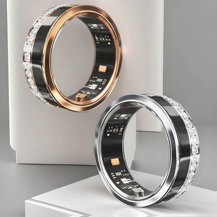 Titanium Steel Smart Ring, Heart Rate & Blood Oxygen Tracking
