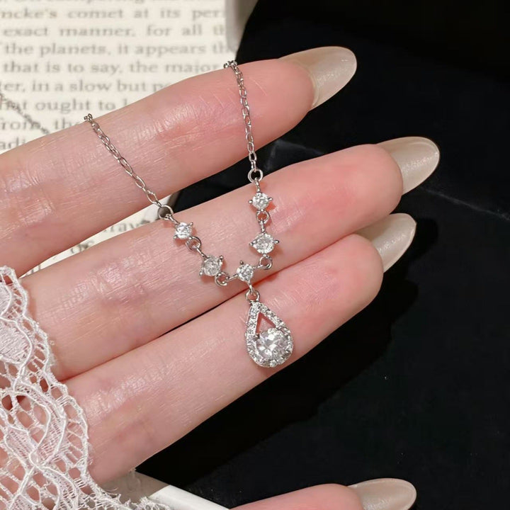 Water Drop Pendant Necklace, S925 Silver, Zircon or Moissanite