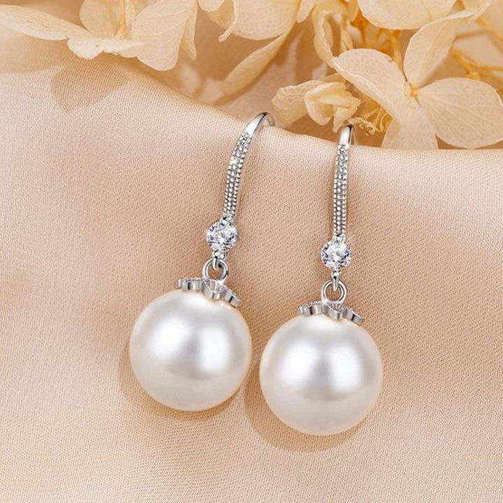 Silver-Plated Pearl Drop Earrings for Women