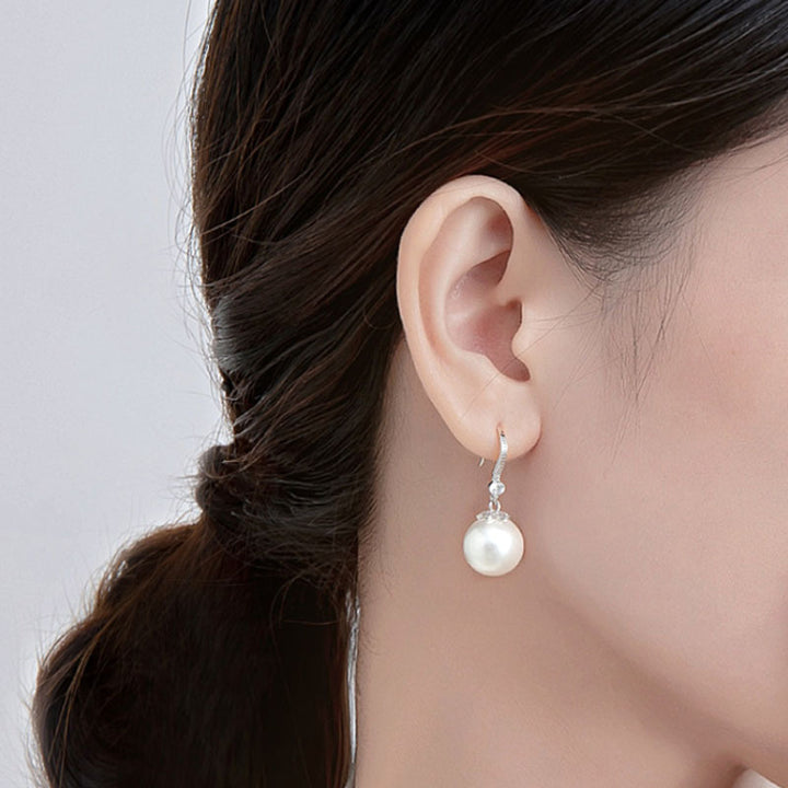 Silver-Plated Pearl Drop Earrings for Women – detail view 2