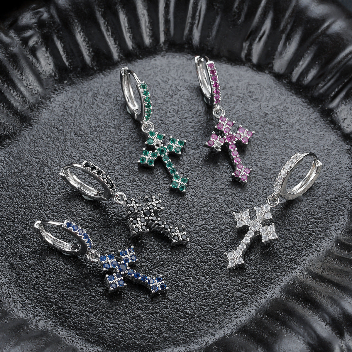 Zircon Cross Stud Earrings for Women