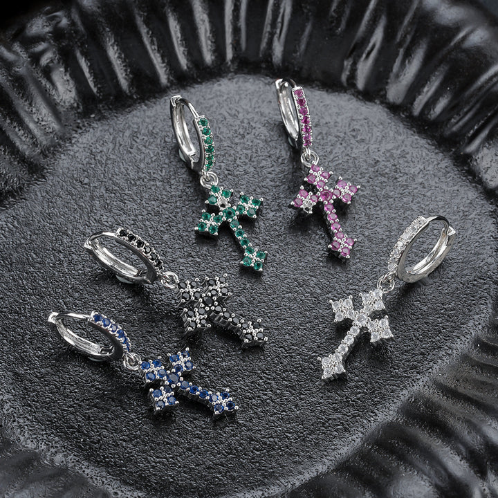 Zircon Cross Stud Earrings for Women 
